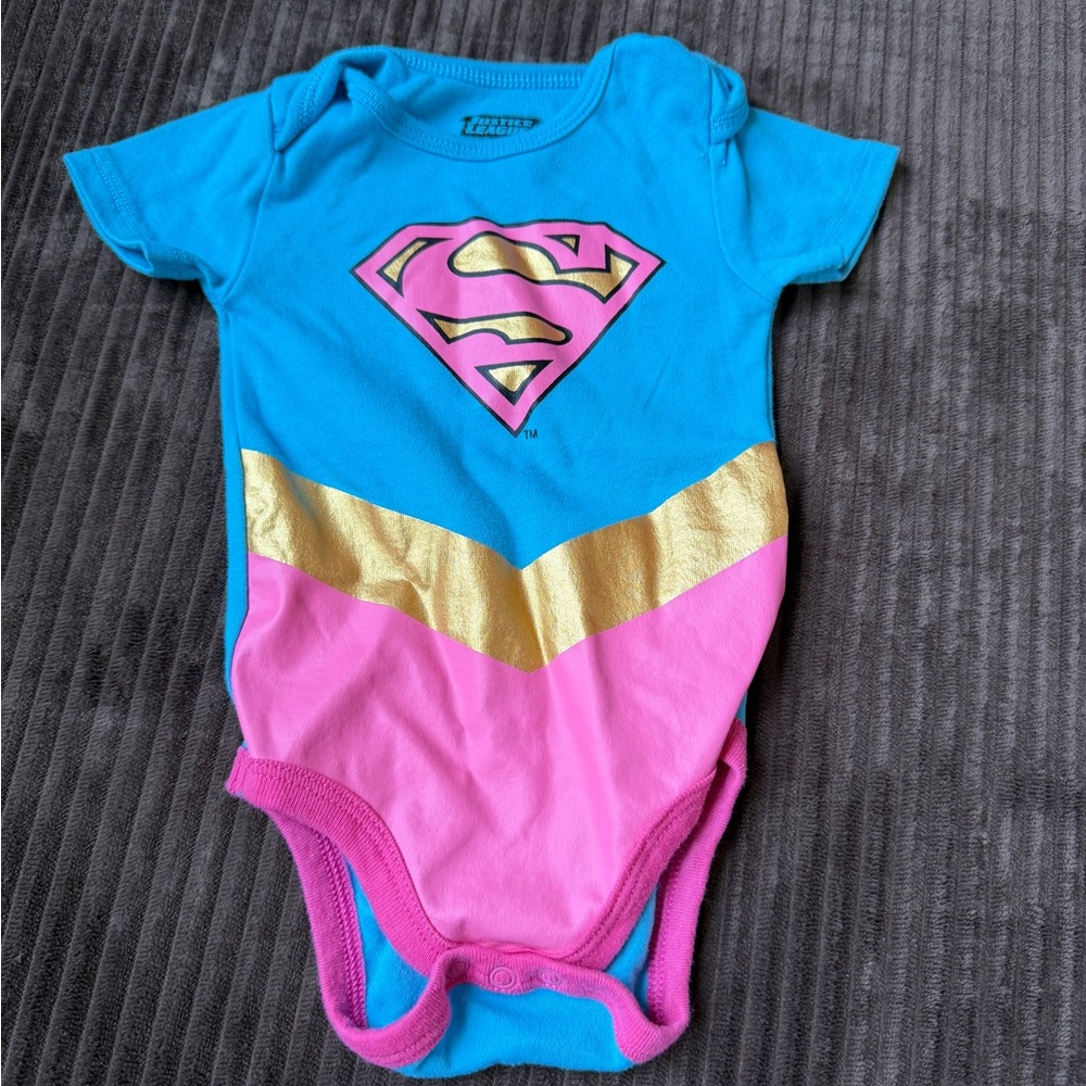DC Justice League Baby Onesie in Blue and Pink